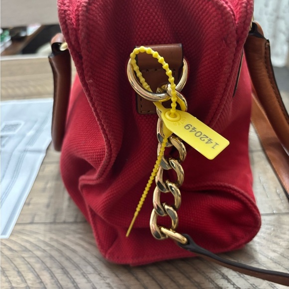 Michael Kors Red Tote with Brown Leather Handles - Picture 4 of 13